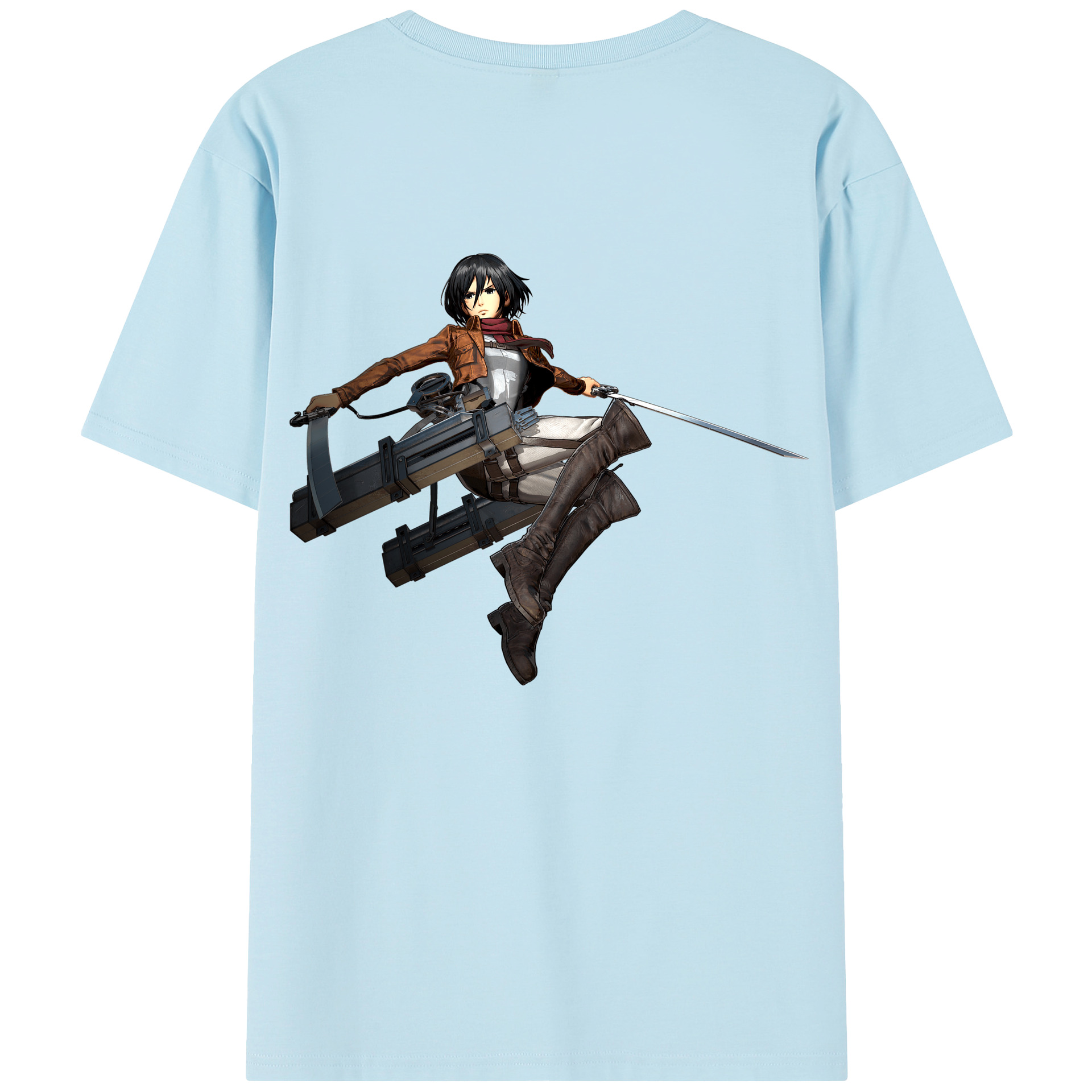 （画像用） 進撃の巨人 ミカサ·アッカーマン Attack on Titan Mikasa Ackerman 綿100％半袖Tシャツ（背面プリント）